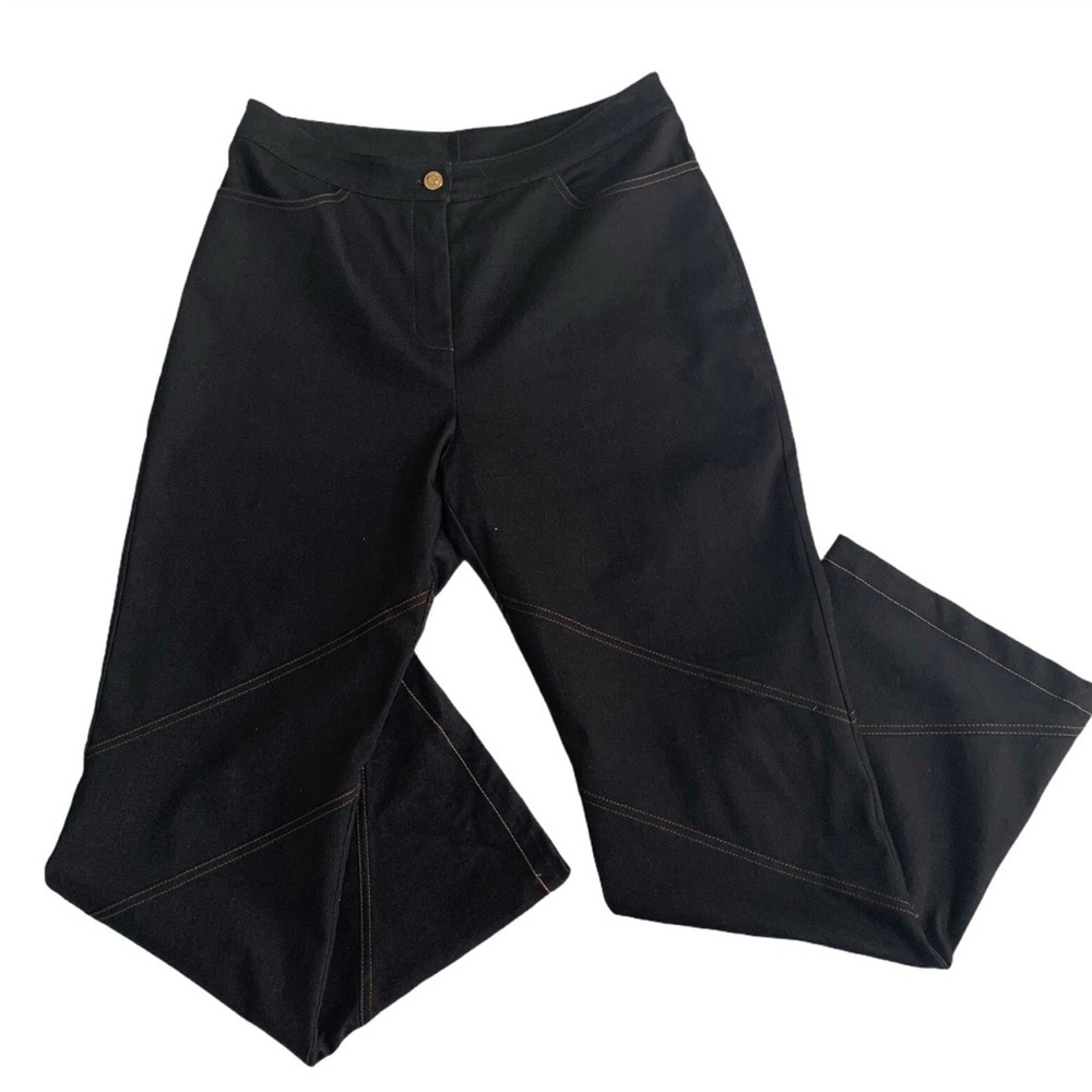New St. John Collection Black Angled Detail Stitching Jeans - Size 12